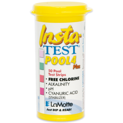 3032 TIRAS REACTIVAS INSTATEST POOL 4 PLUS CLORO LIBRE, PH, AC. CIANURICO Y ALCALINIDAD