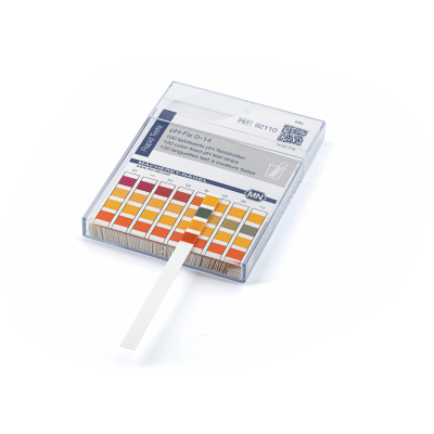 92110 TIRAS REACTIVAS DE PH 0 A 14, ENVASE CAJA PLANA